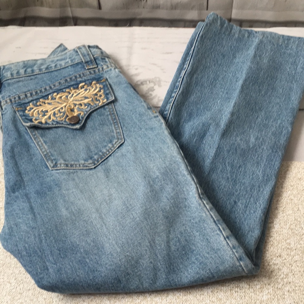 Vintage High Rise Lena Jeans Embroidered Festival Boot Cut